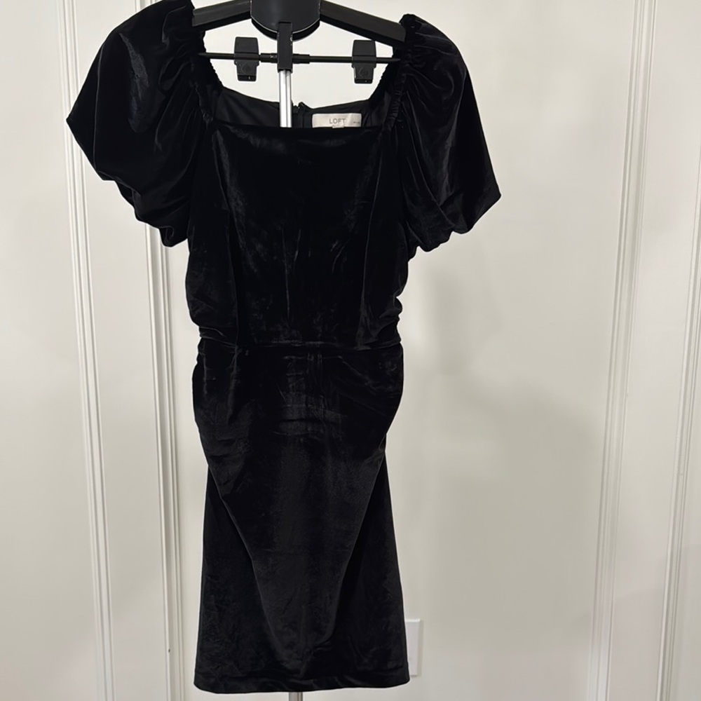 Loft Petite Black Velvet Dress